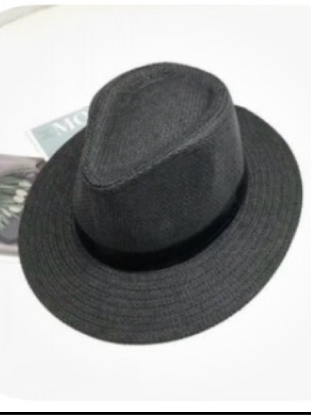 Unisex Straw Jazz Fedora Hat Panama Medium Brim. L/XL Black
